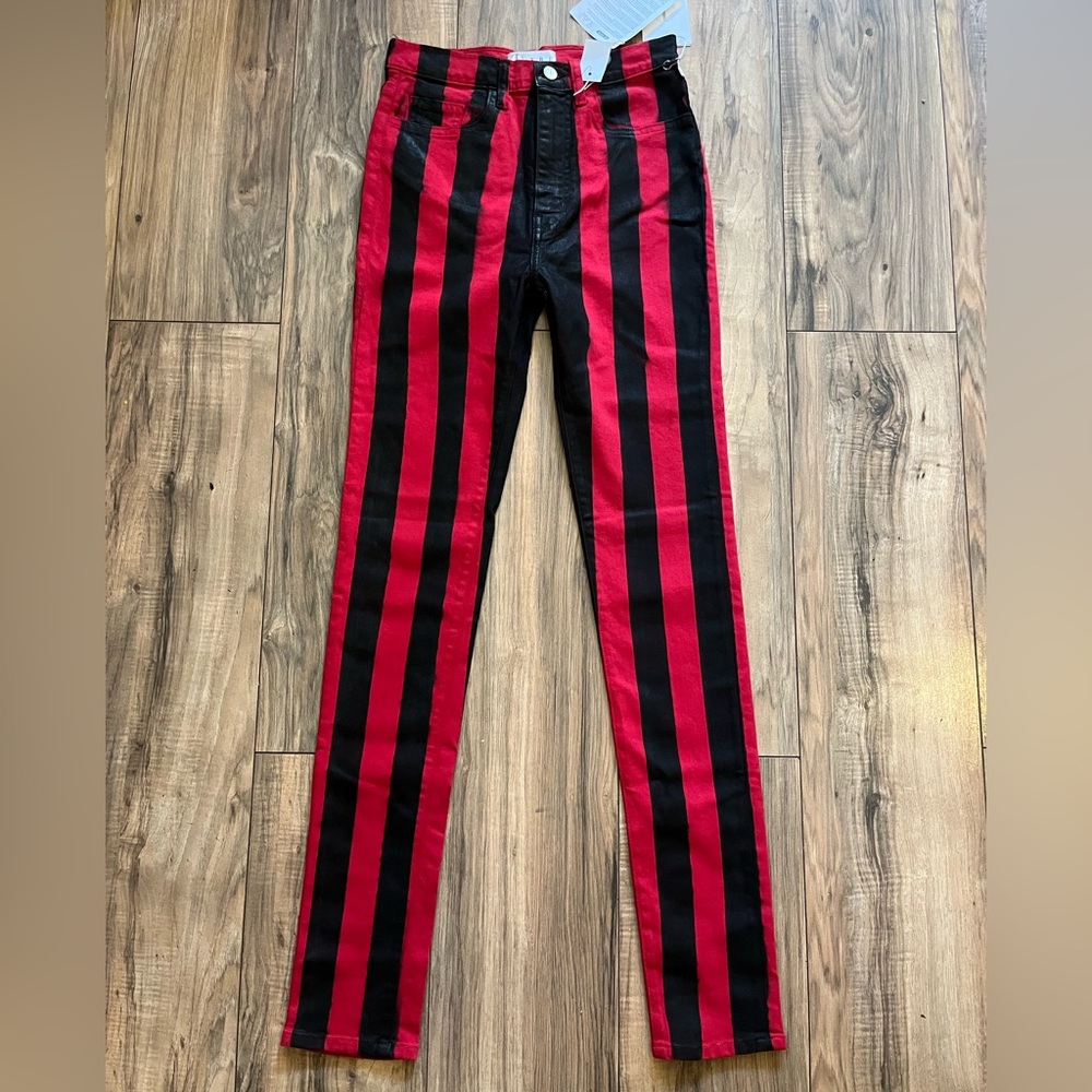 TRE by Natalie Ratabesi Striped High Waist Skinny Jeans Cotton Blend 25